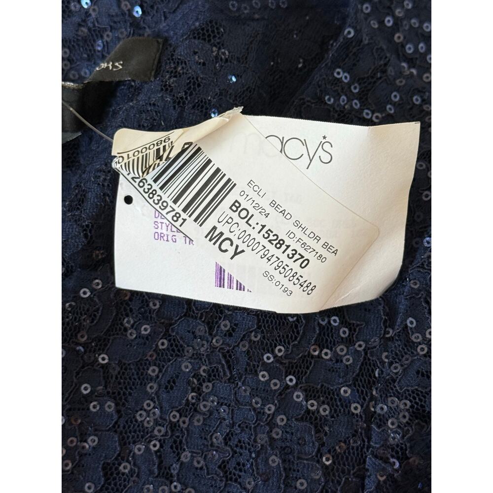 SL Fashions Navy Embellished Lace A-Line Dress 14 NWT - Picture 9 of 9